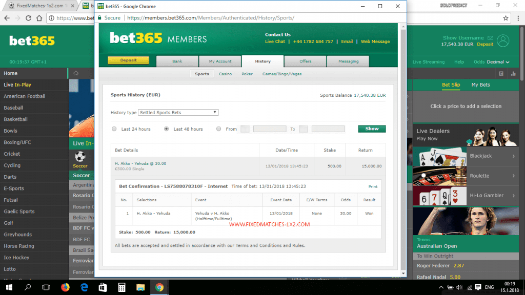 BET365 PROOF FIXED MATCH