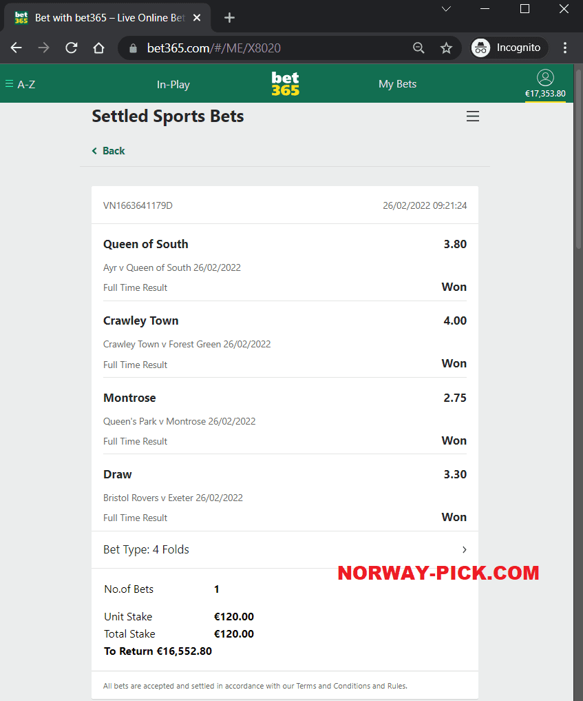 VIP TICKET COMBINED FIXED MATCHES WON 26 02 BEST TIPS 1X2