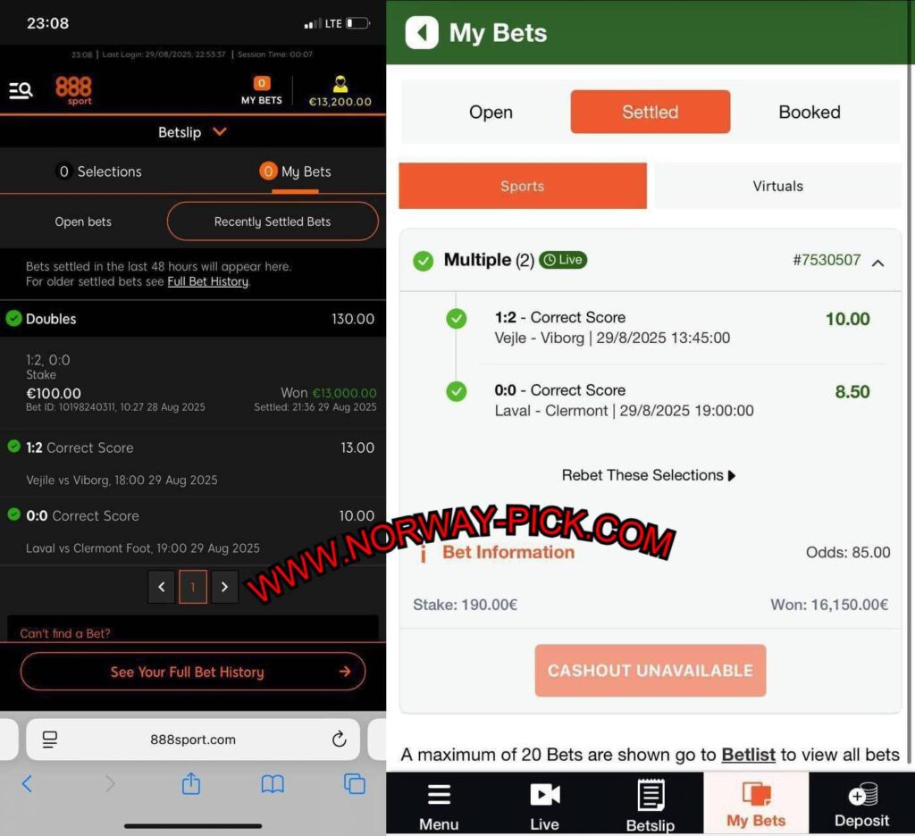 888 SPORT CORRECT SCORE FIXED GAMES