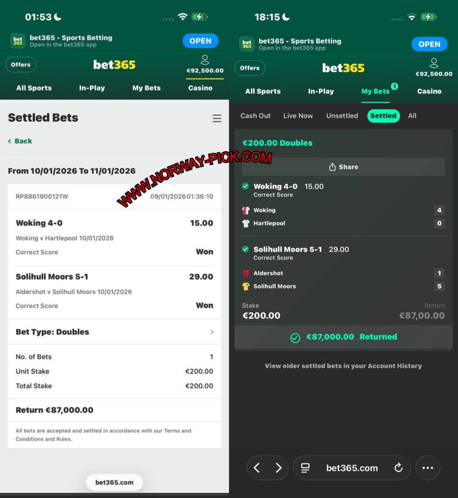 BET365 CORRECT SCORE FIXED MATCH