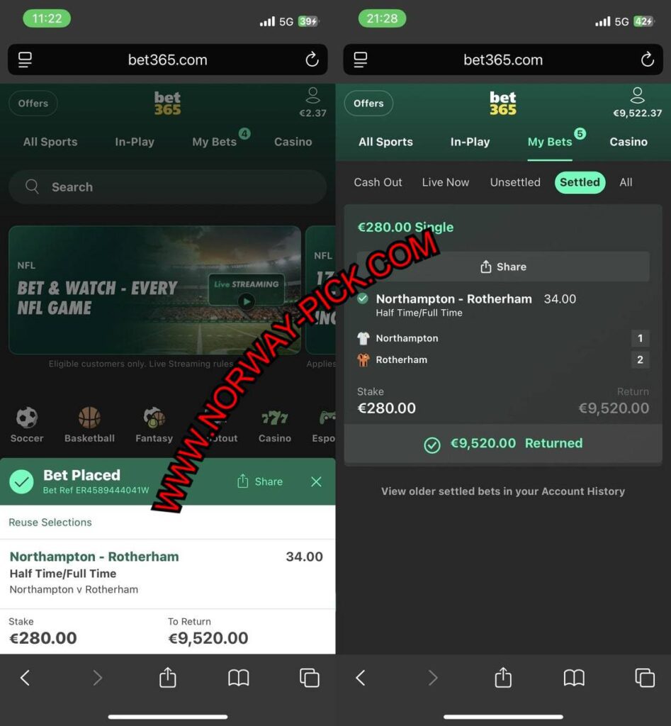 BET365 FIXED TIPS NORWAY
