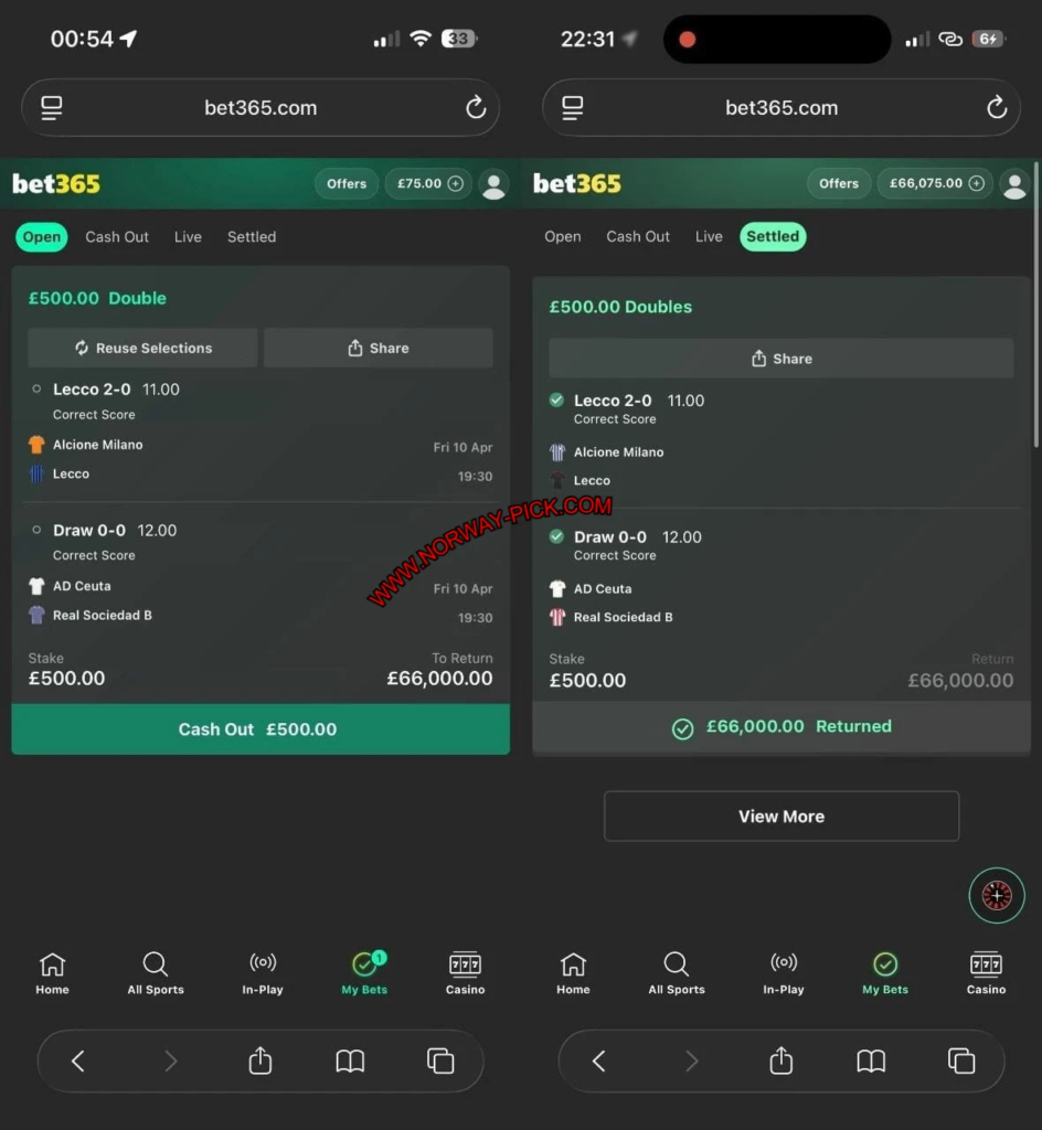 CORRECT BET365 FIXED MATHCES SCORE