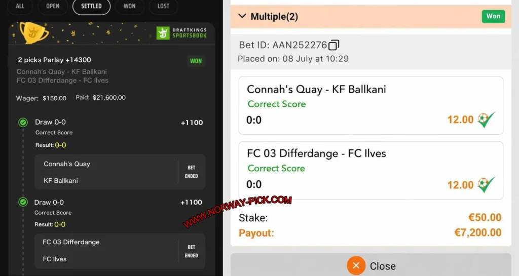 DRAFTKINGS SPORTS CORRECT SCORE MATCHES DRAFTKINGS SPORTS CORRECT SCORE MATCHES