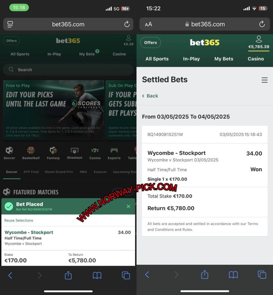FIXED MATCHES BETTING PICKS HTFT