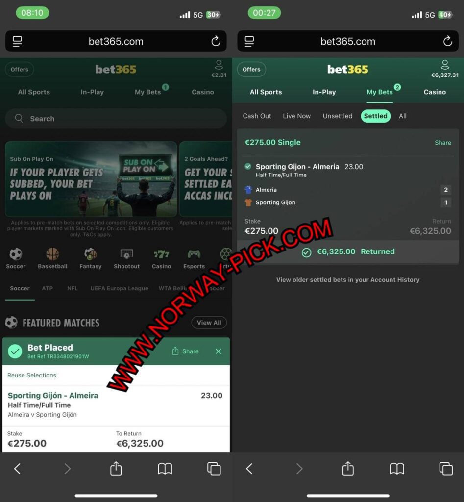 NORWAY FIXED MATCH HTFT BET