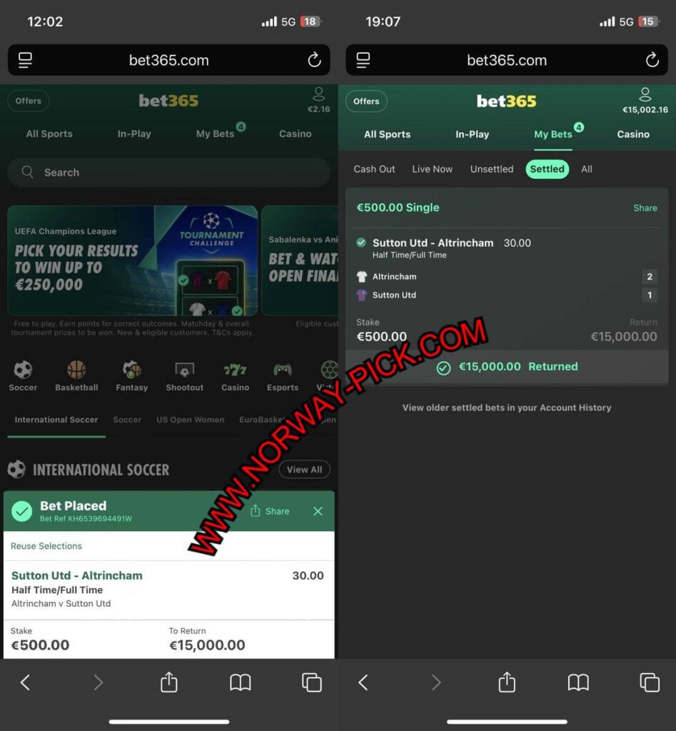 NORWAY HTFT FIXED MATCH BETTING TIPS