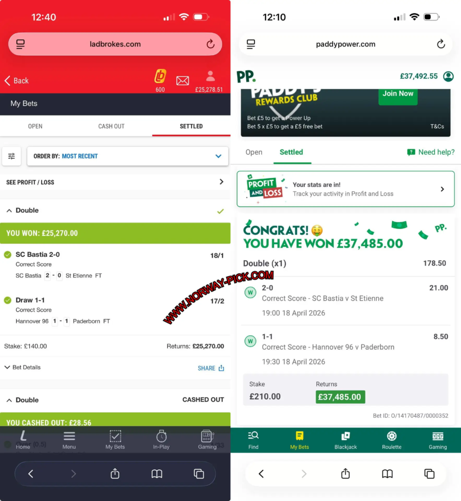 PADDYPOWER CORRECT FIXED MATCHES ODDS