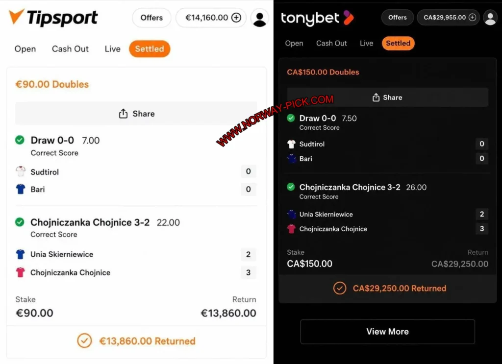 TONYBET CORRECT SCORE TIPS TONYBET CORRECT SCORE TIPS